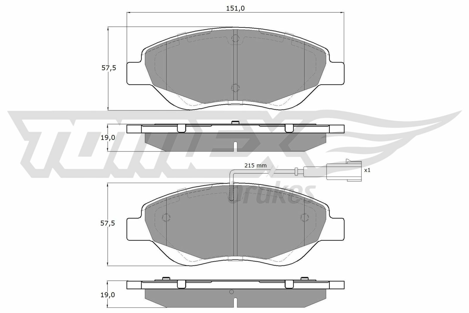 Sada brzdových destiček, kotoučová brzda TOMEX Brakes